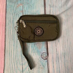 Kipling Olive Green Wallet with Wrist Strap